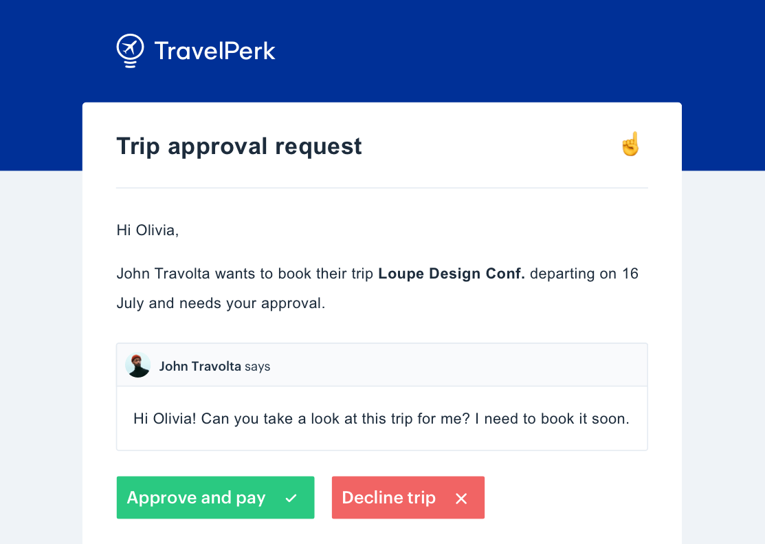 trip approval request